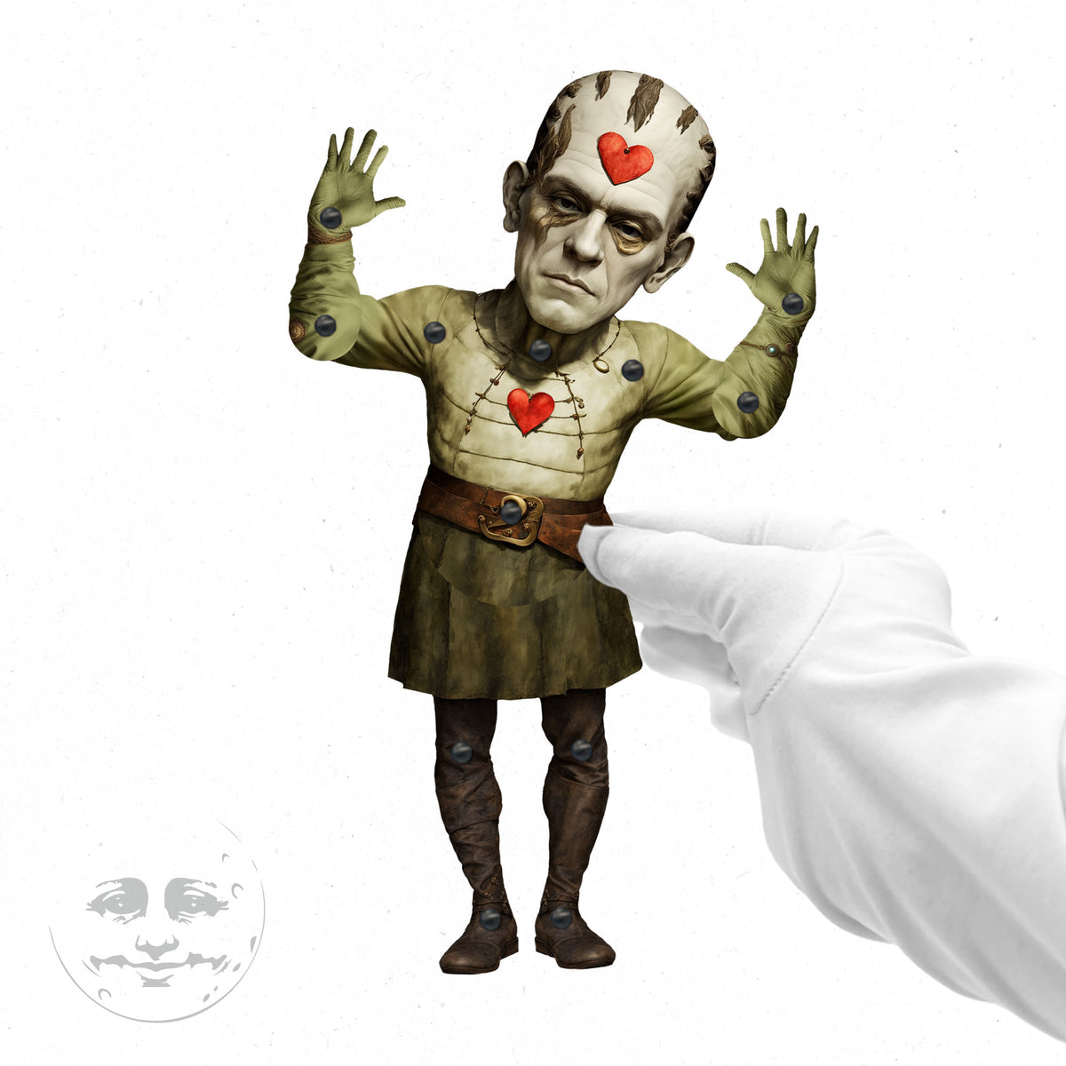 Herz Frankenstein bewegliche Papierpuppe