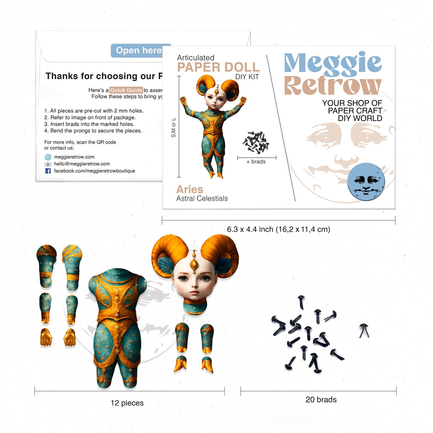 Bewegliche Papierpuppe mit Sternzeichen Widder