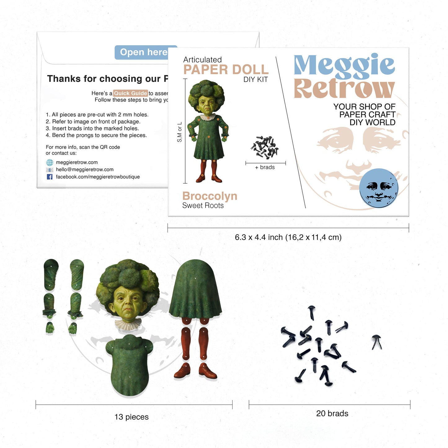 Bewegliche Papierpuppe Broccolyn