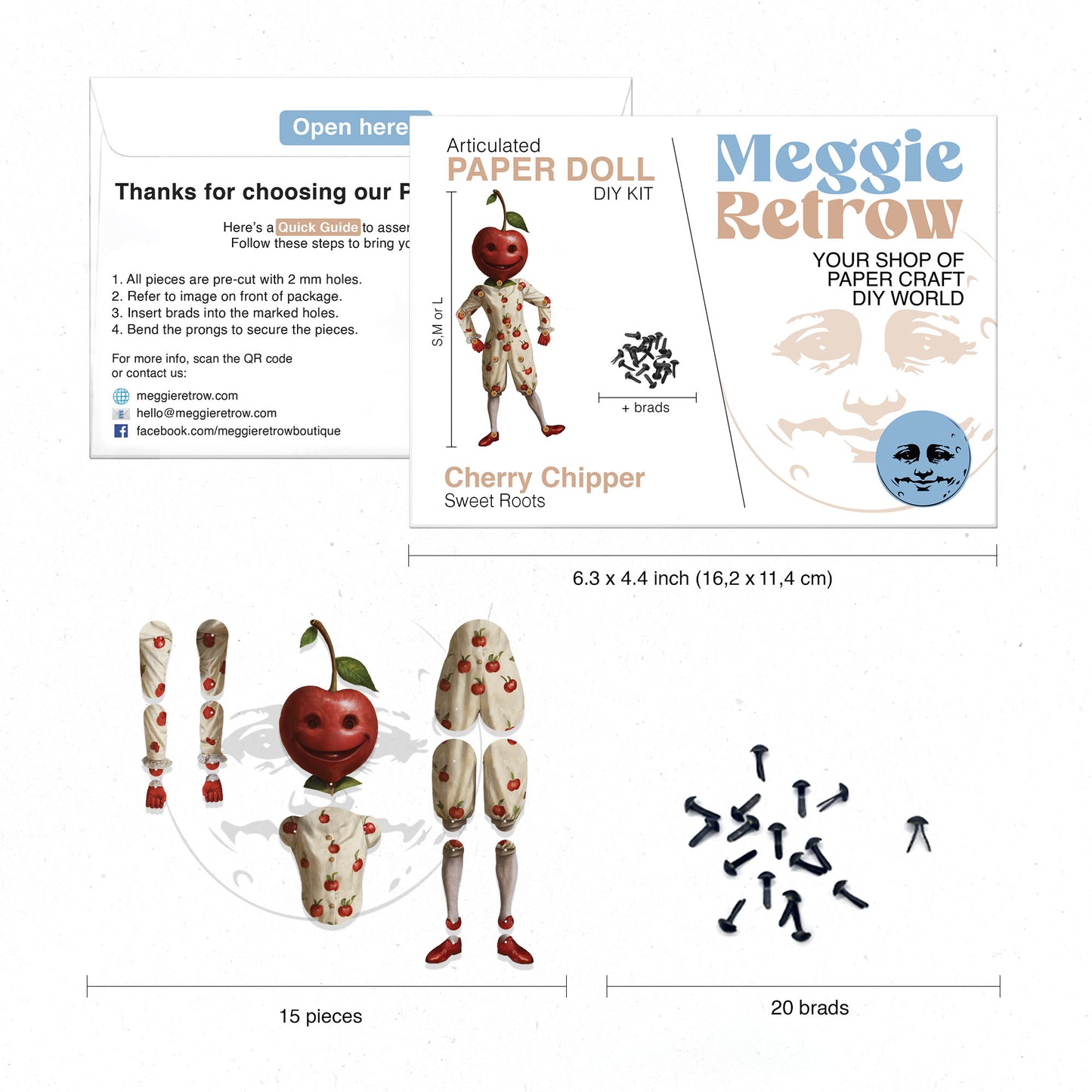 Bewegliche Papierpuppe „Cherry Chipper“