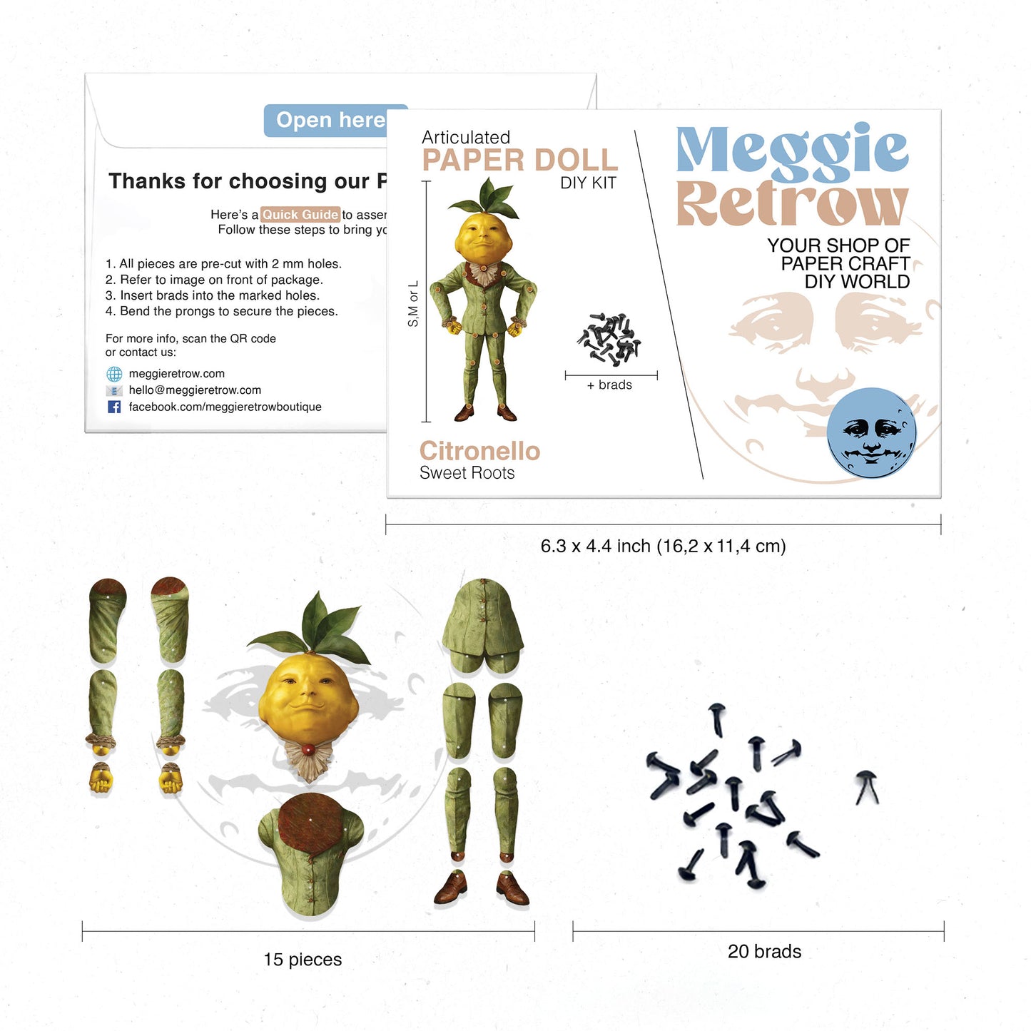 Bewegliche Papierpuppe „Citronello“