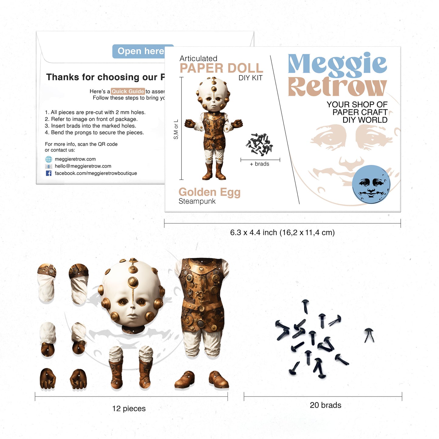 Steampunk Bewegliche Puppe mit goldenem Ei