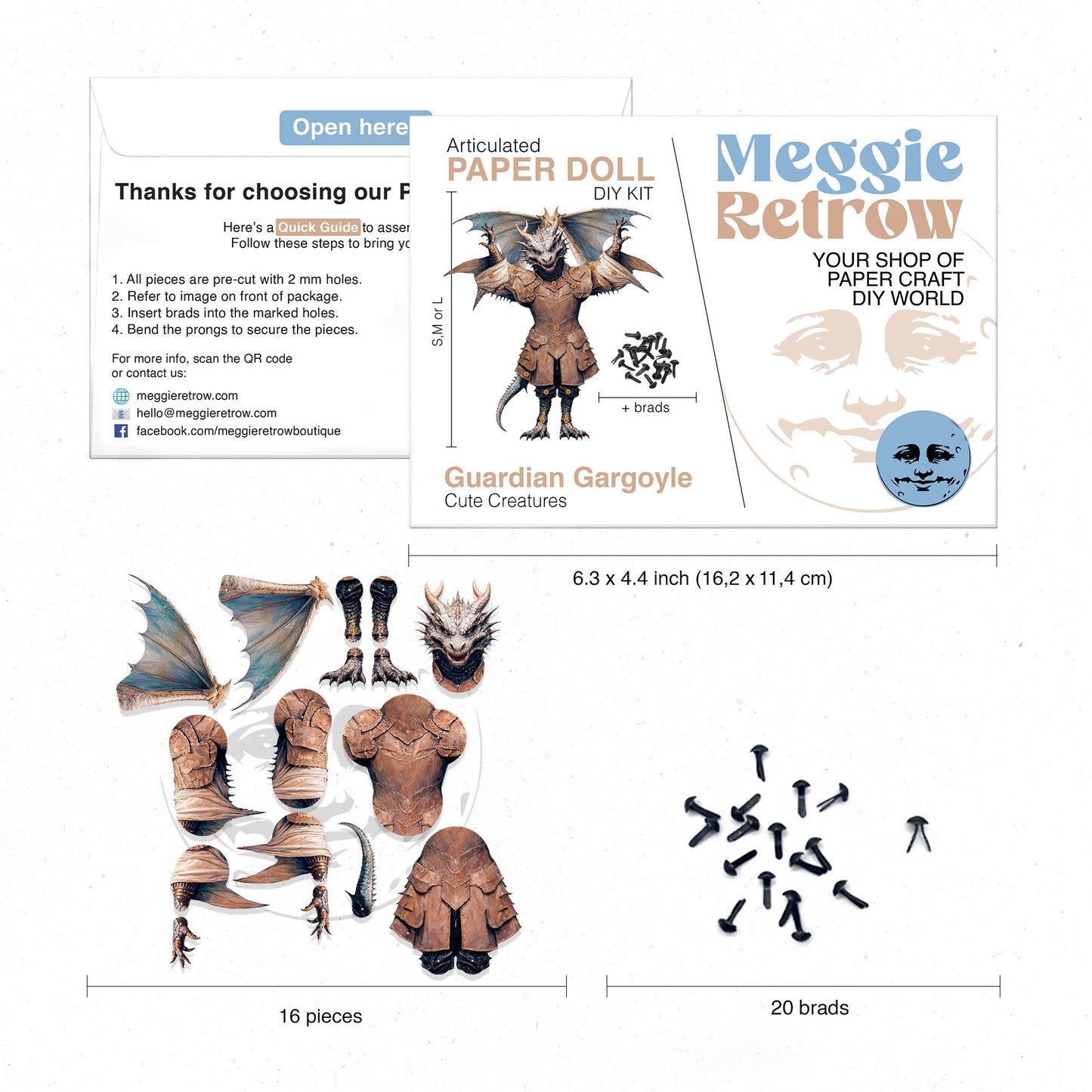 Bewegliche Papierpuppe „Guardian Gargoyle“