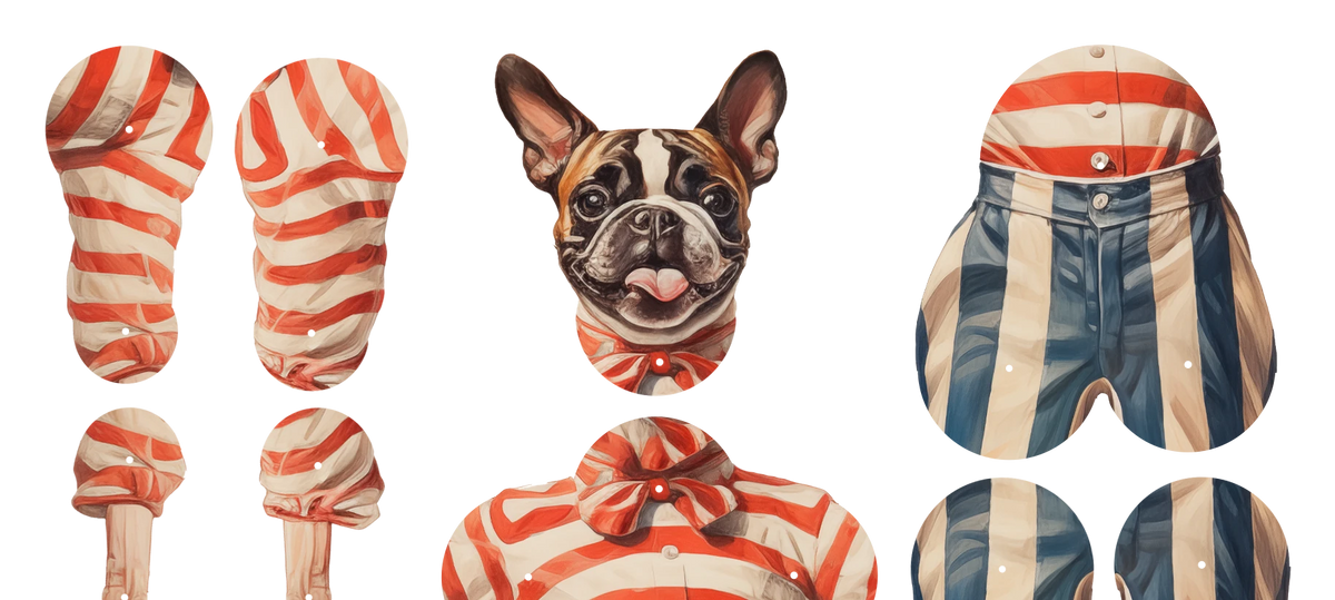 French Bulldog INDEPENDOG Movable Paper Doll