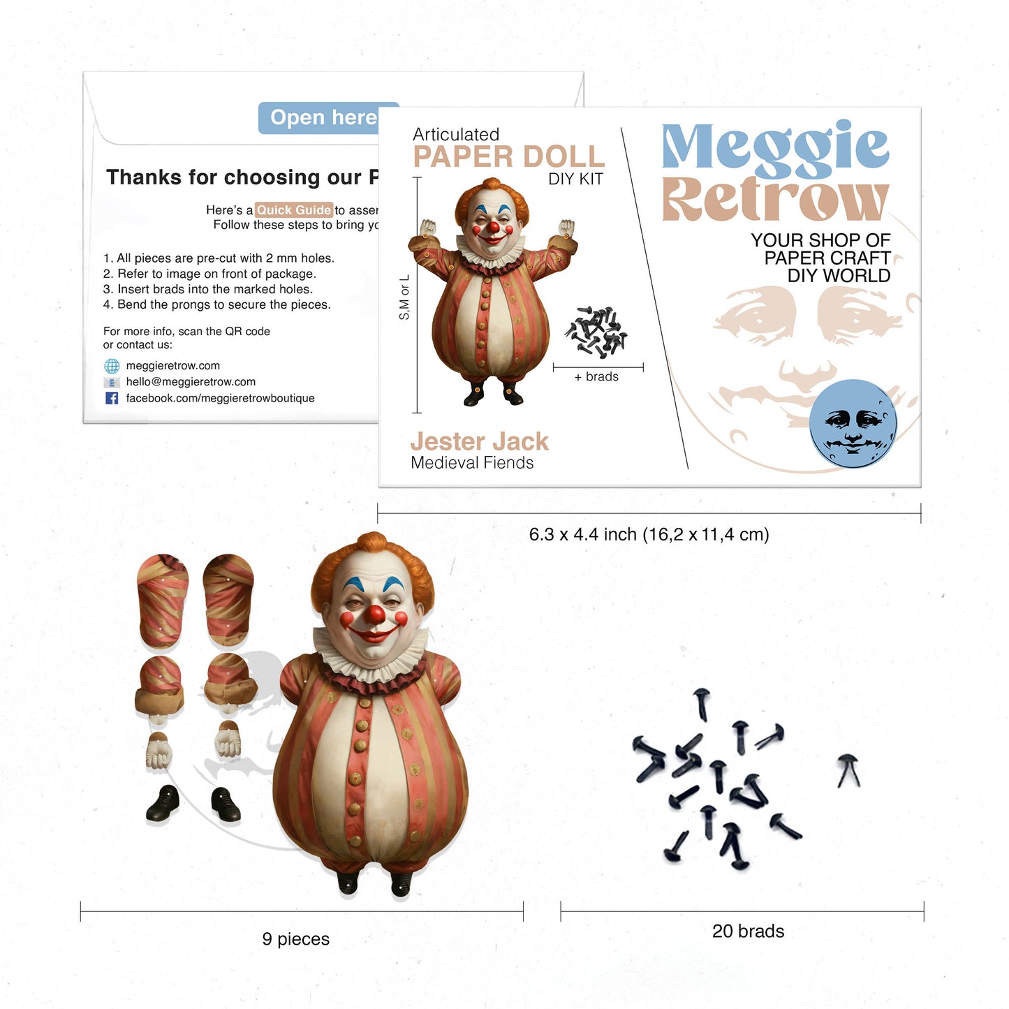 Bewegliche Papierpuppe „Jester Jack“