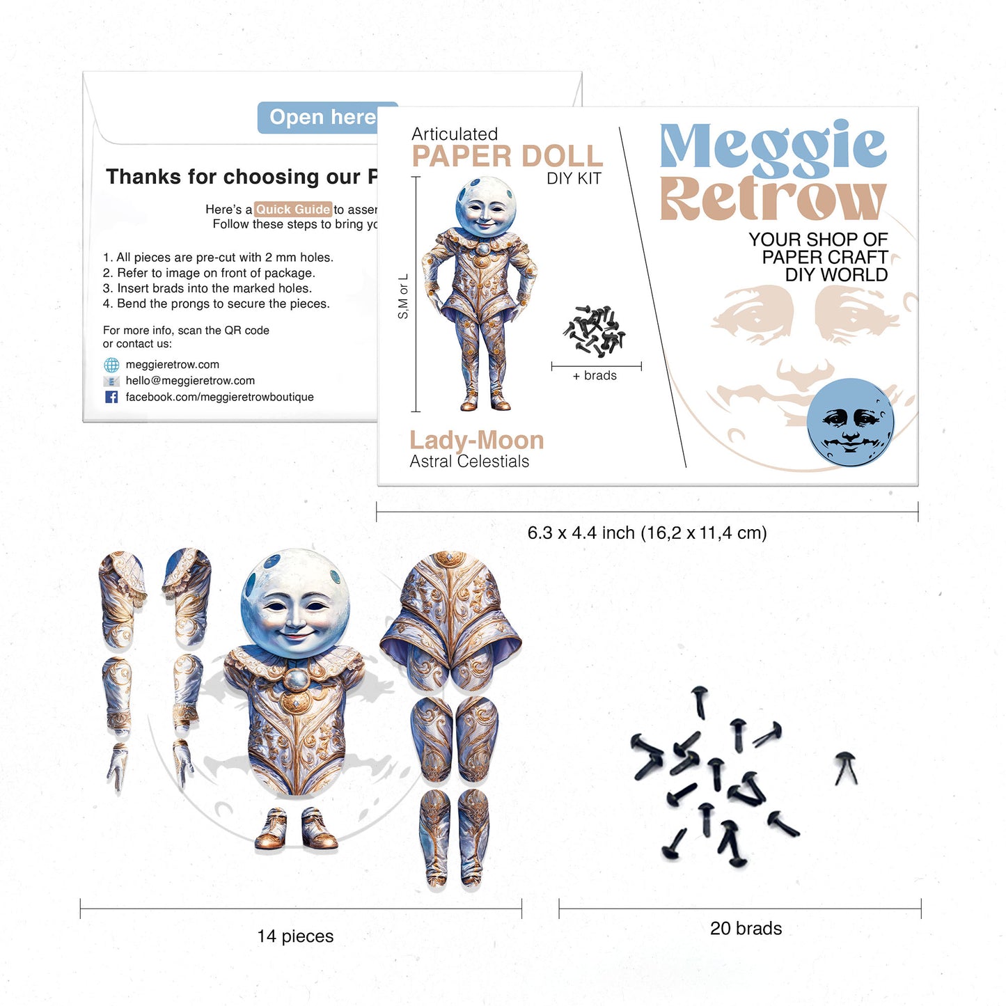 Bewegliche Papierpuppe „Lady Moon“