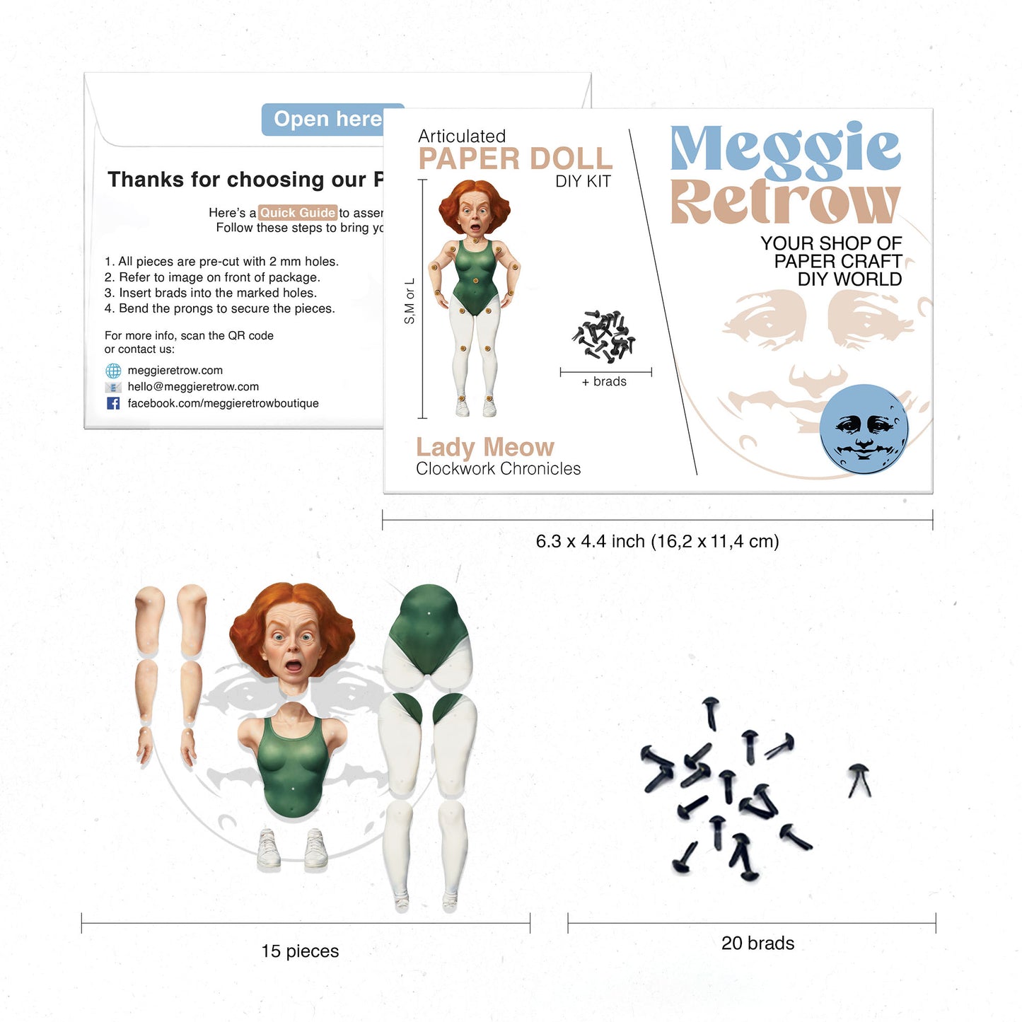 Bewegliche Papierpuppe „Lady Meow“