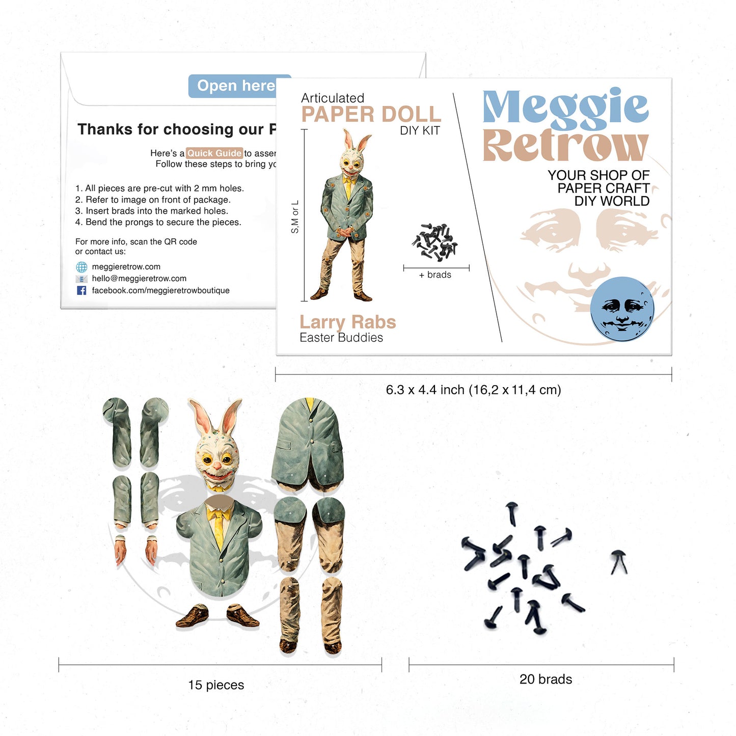 Larry Rabs bewegliche Hasenpuppe aus Papier