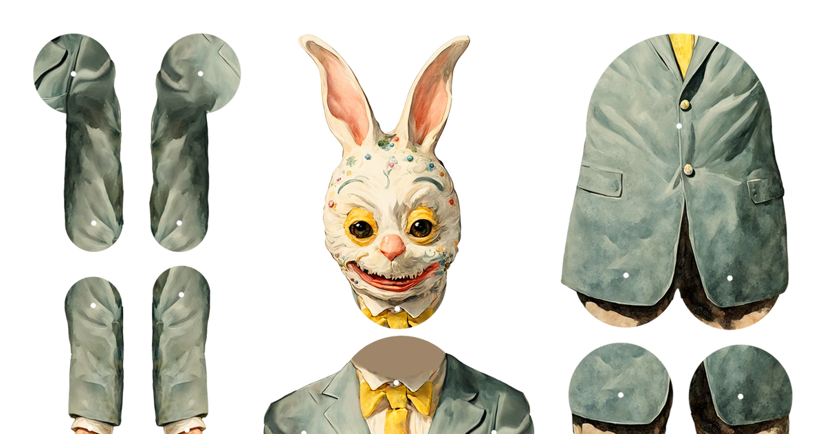 Larry Rabz Rabbit Movable Paper Doll