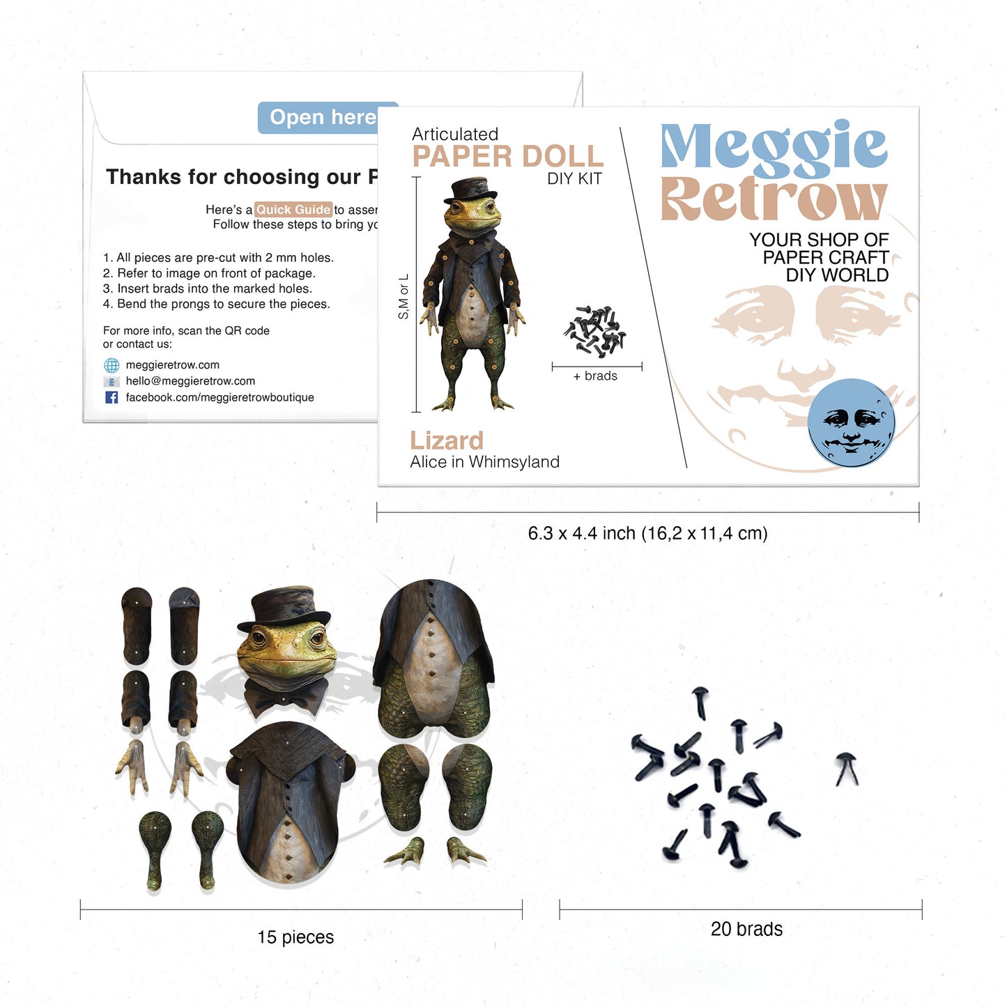 Bewegliche Papierpuppe Eidechse