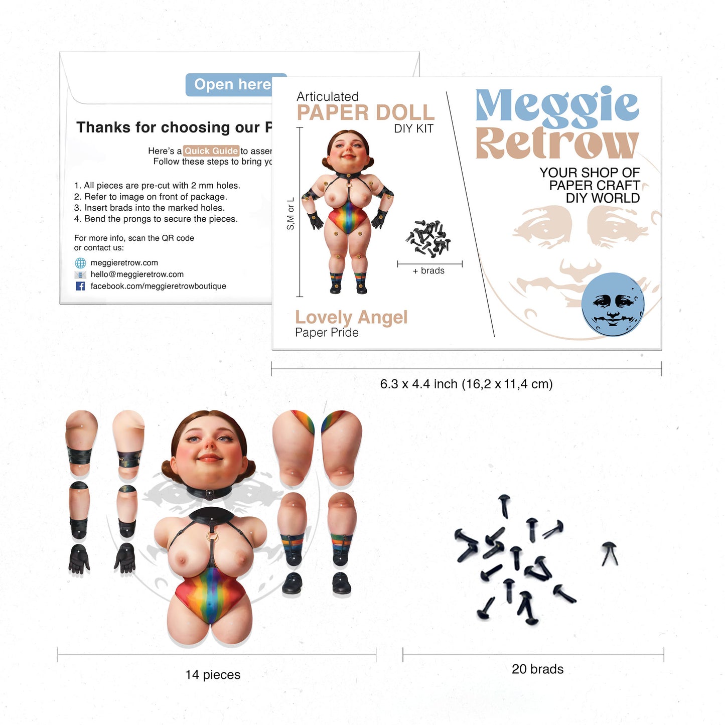 Schöne bewegliche Papierpuppe „Engel“