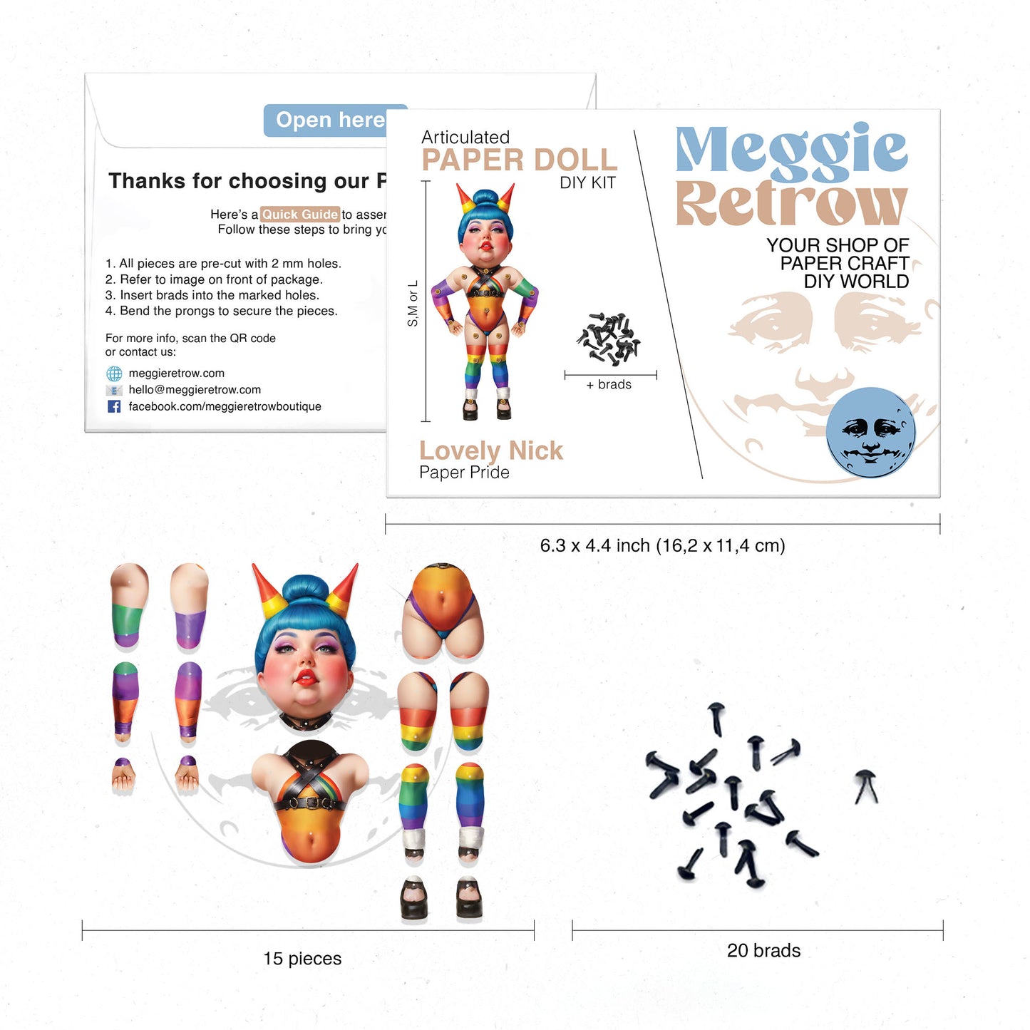 Schöne bewegliche Papierpuppe Nick