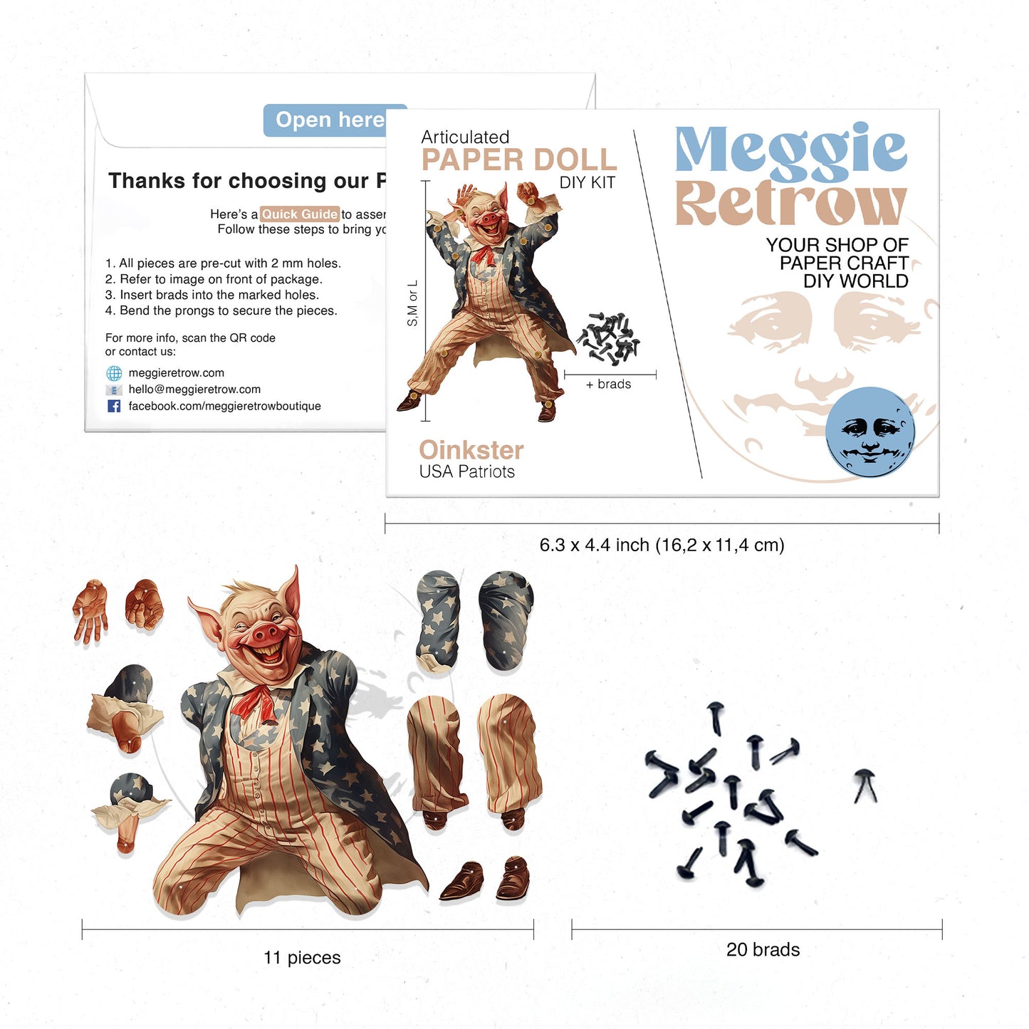 OINKSTER Patriotisches Schwein Bewegliche Papierpuppe