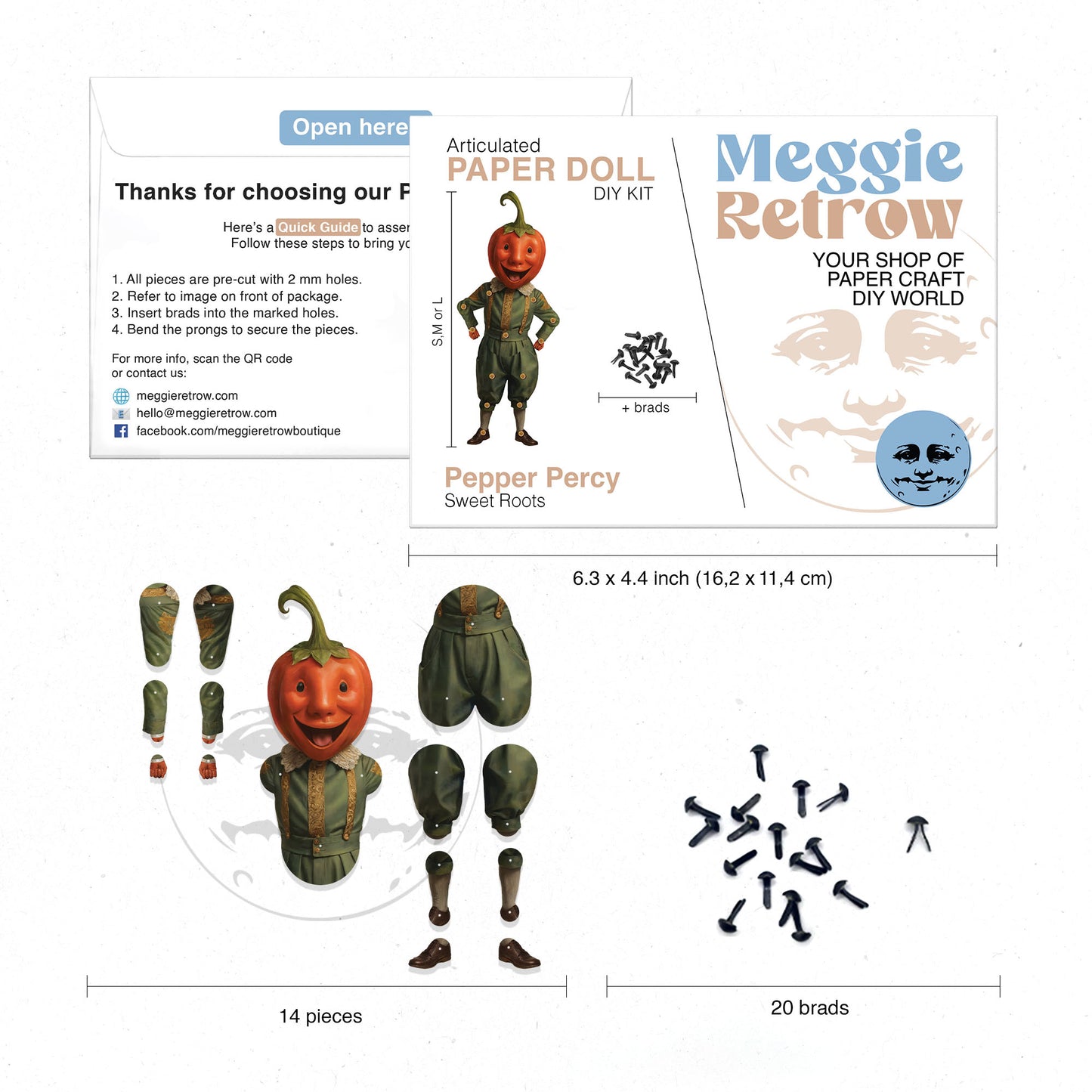 Pepper Percy bewegliche Papierpuppe