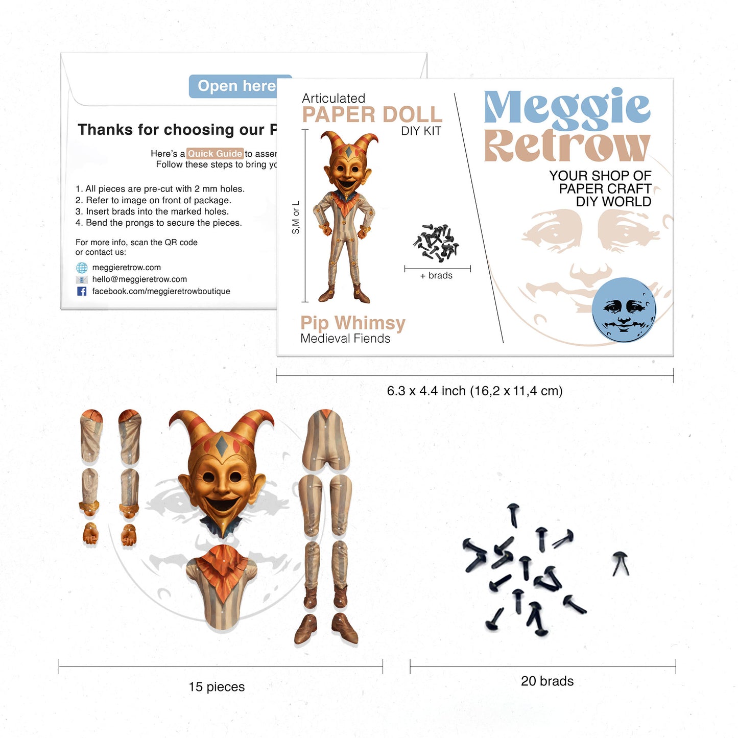 Bewegliche Papierpuppe „Pip Whimsy“