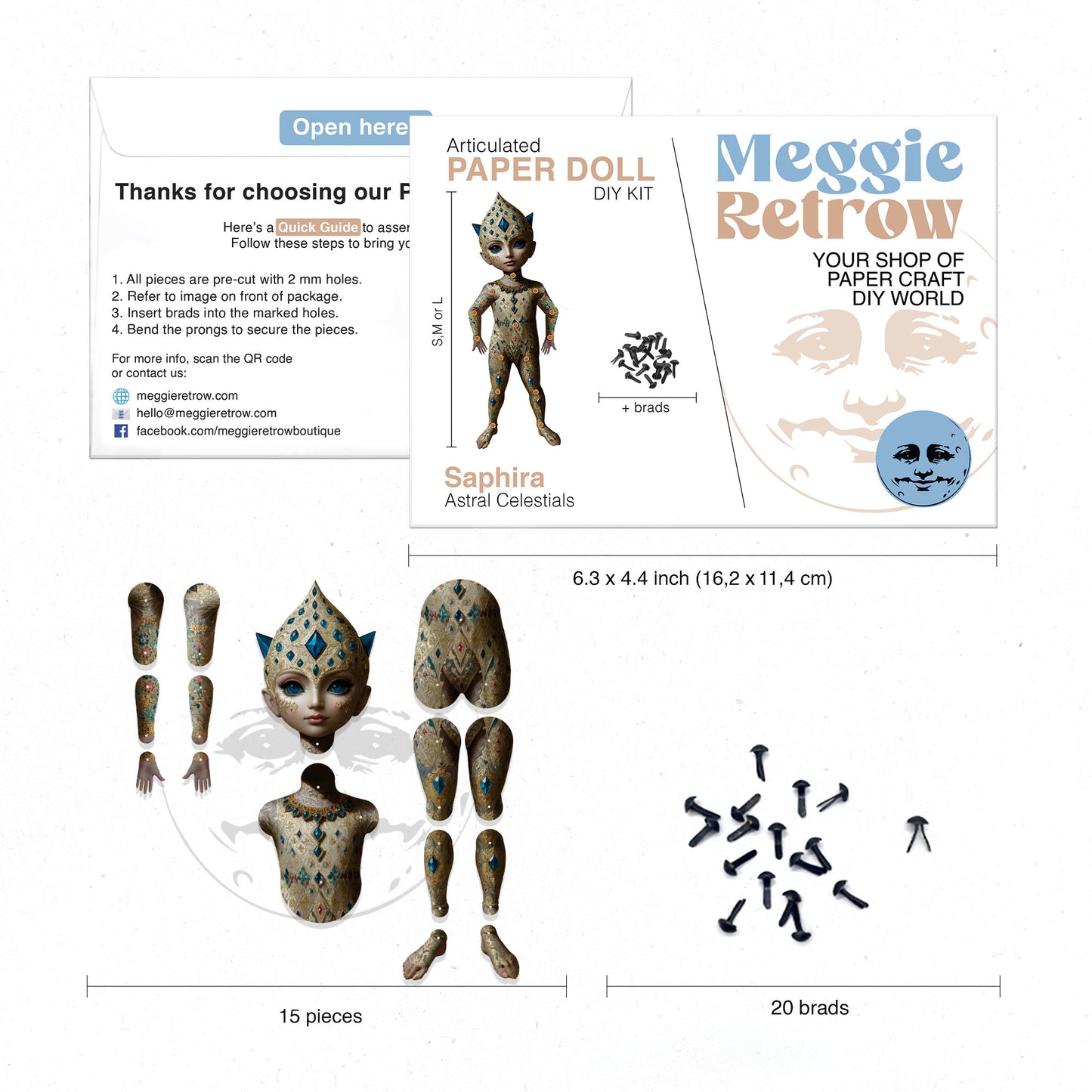 SAPHIRA Bewegliche Papierpuppe