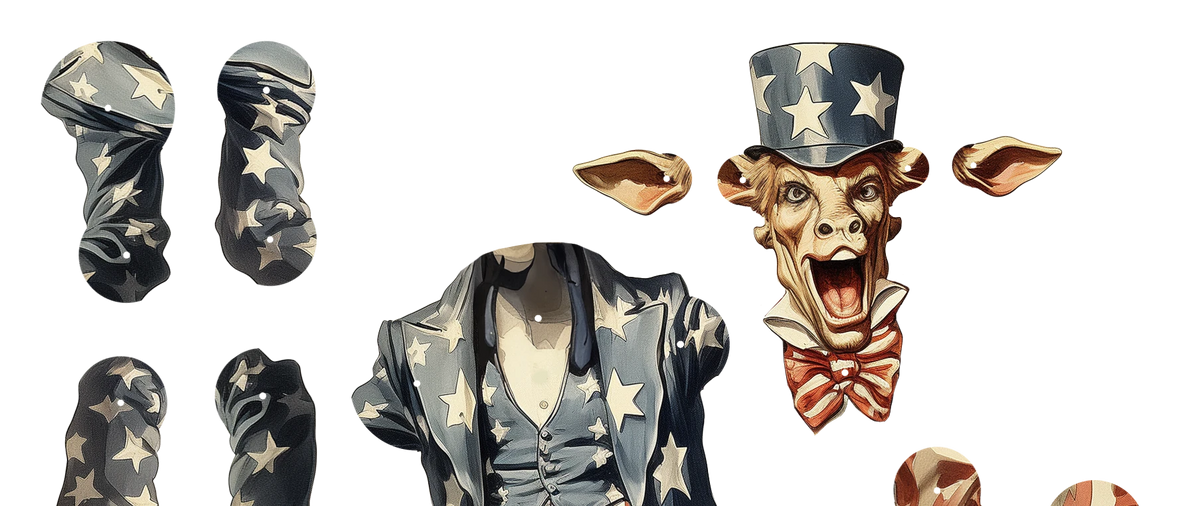 STRETCH Patriotic Donkey Ruchoma Lalka z Papieru