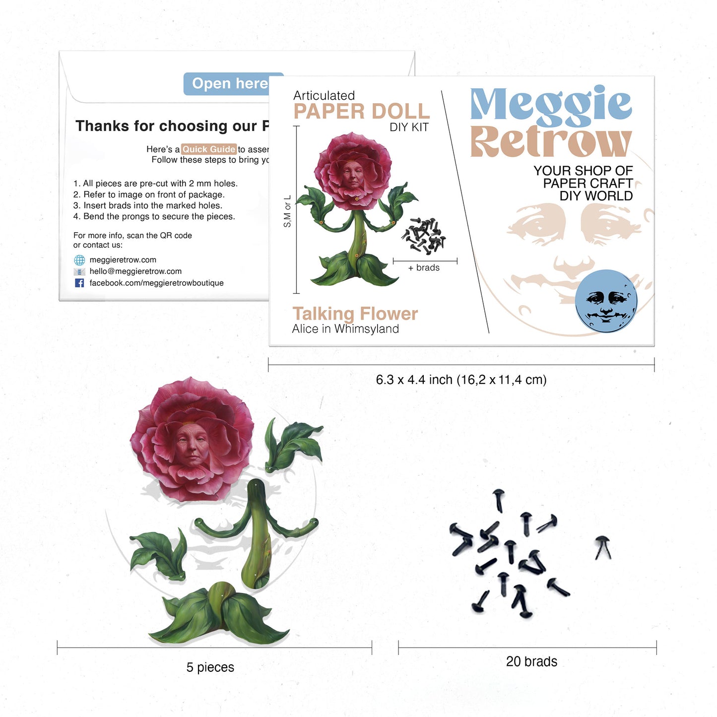 Sprechende Blume, bewegliche Papierpuppe