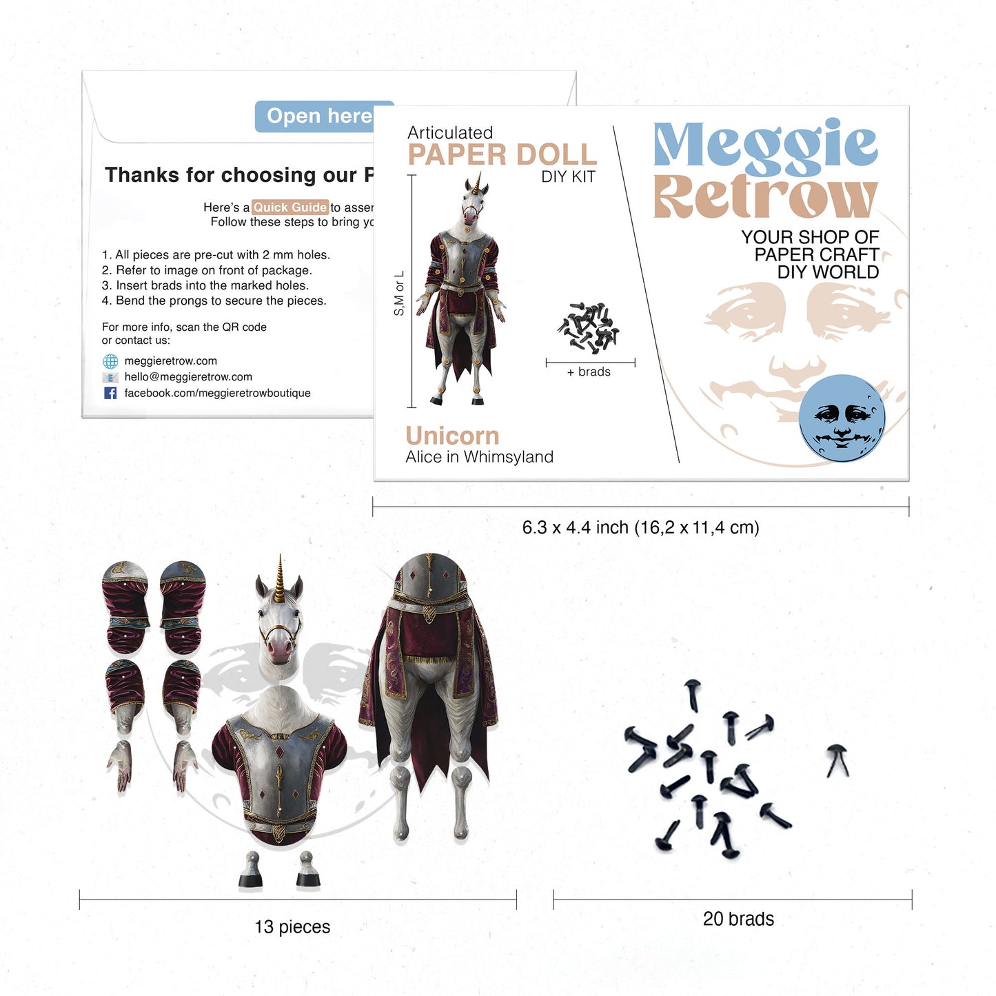 Bewegliche Papierpuppe „Einhorn“