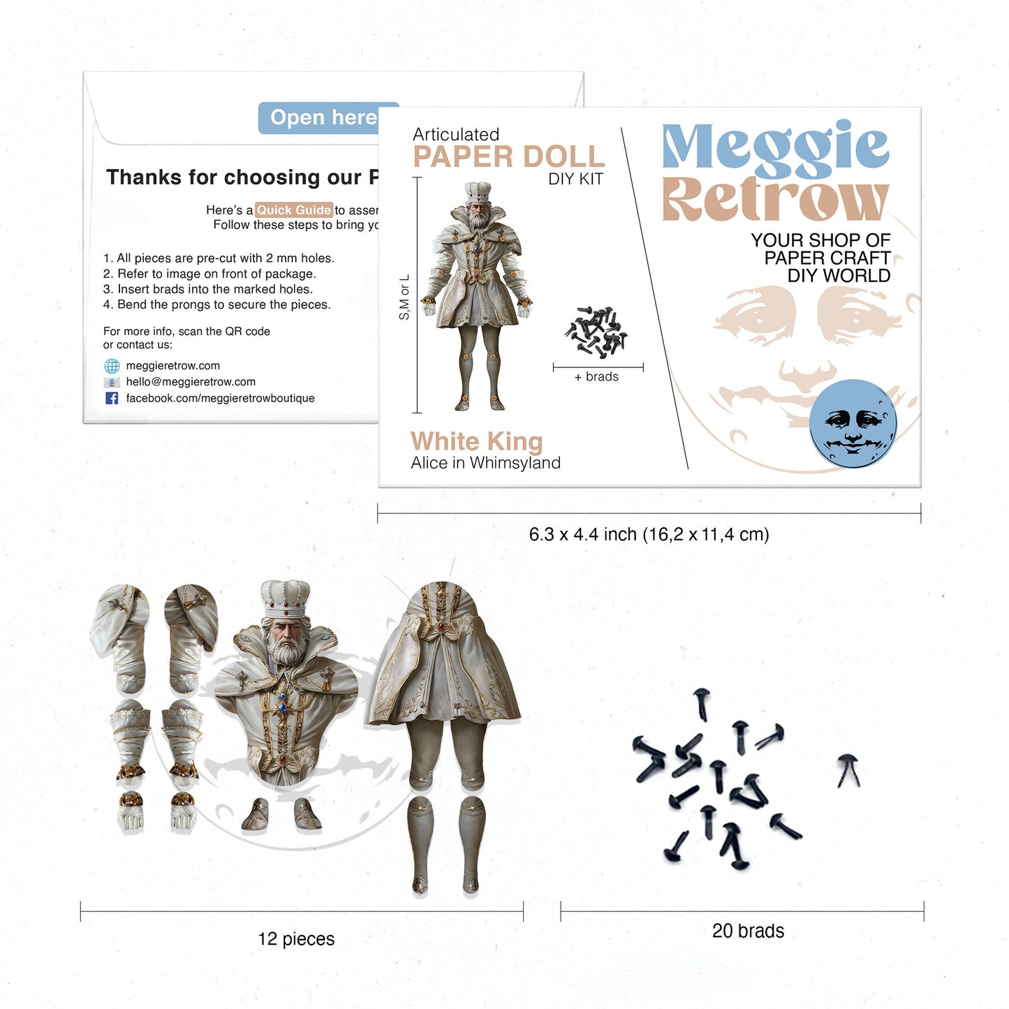 Bewegliche Papierpuppe „Weißer König“