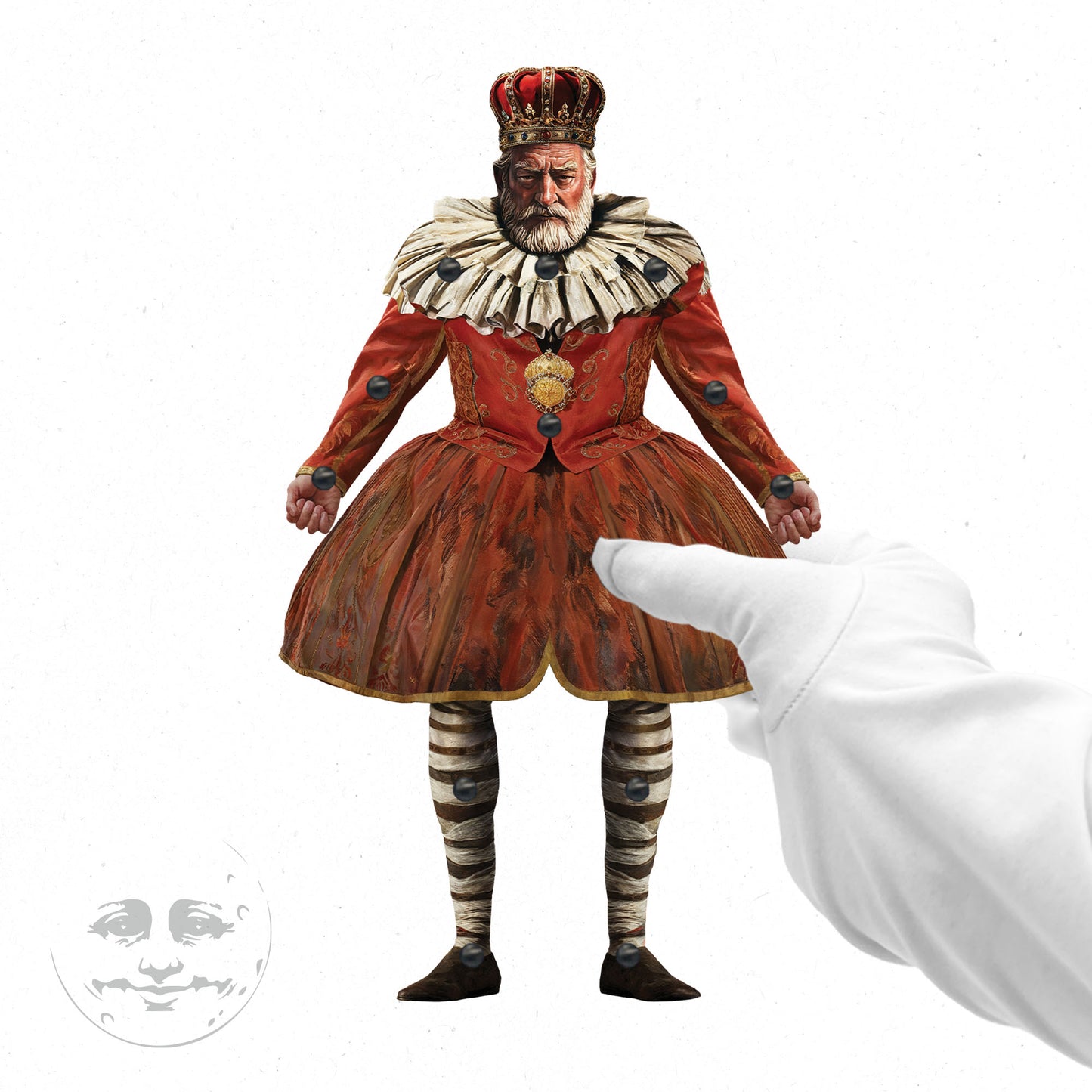 Bewegliche Papierpuppe „Roter König“