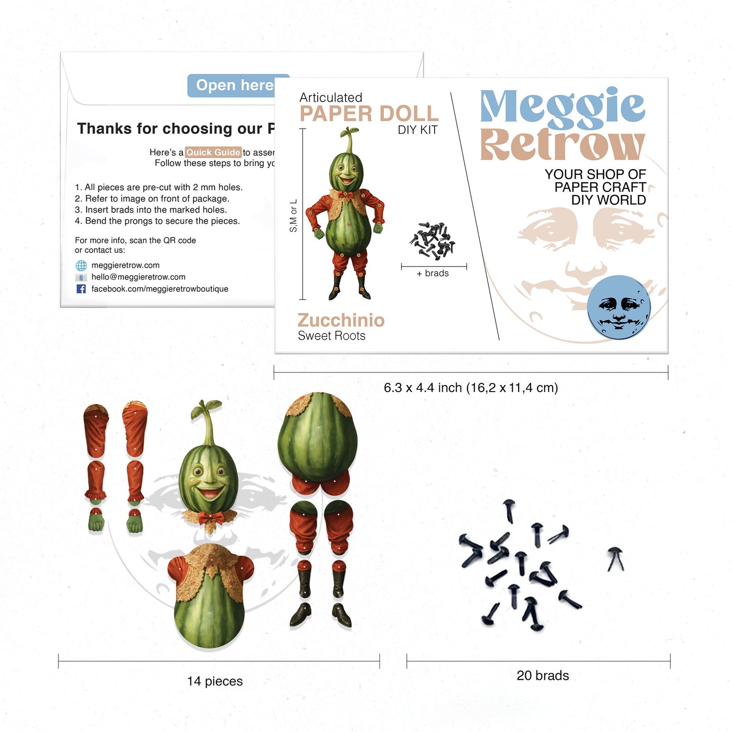 Bewegliche Papierpuppe „Zucchinio“