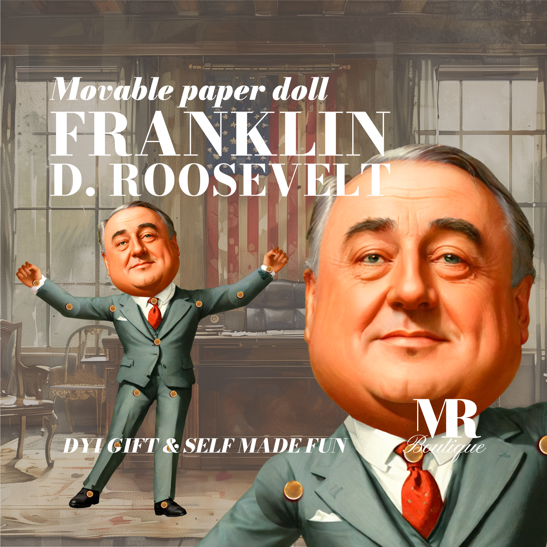 Franklin D. Roosevelt Articulated Paper Doll