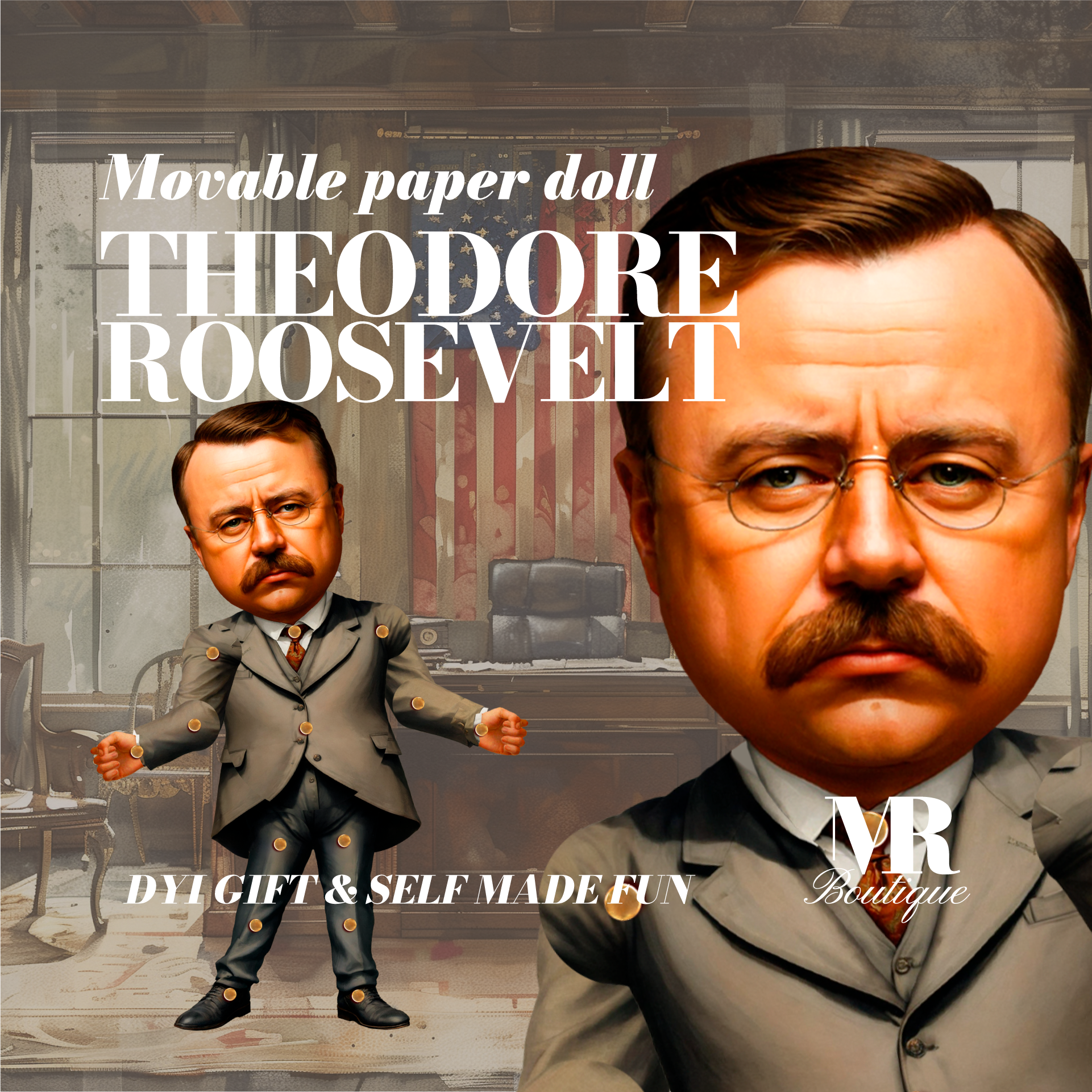 Theodore Roosevelt poupée en papier articulée