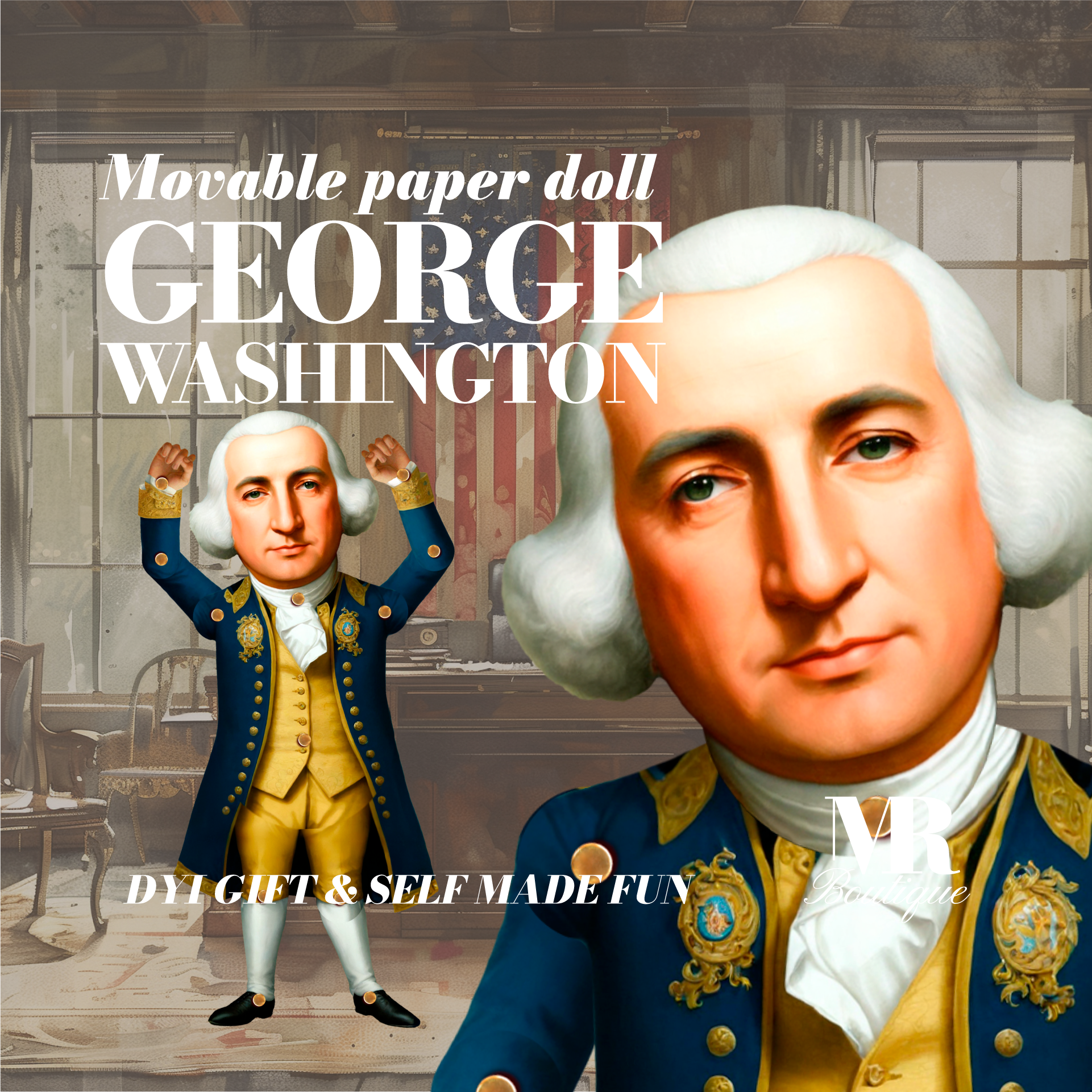 George Washington Gelenk-Papierpuppe