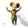 Bewegliche Papierpuppe mit Sternzeichen Widder