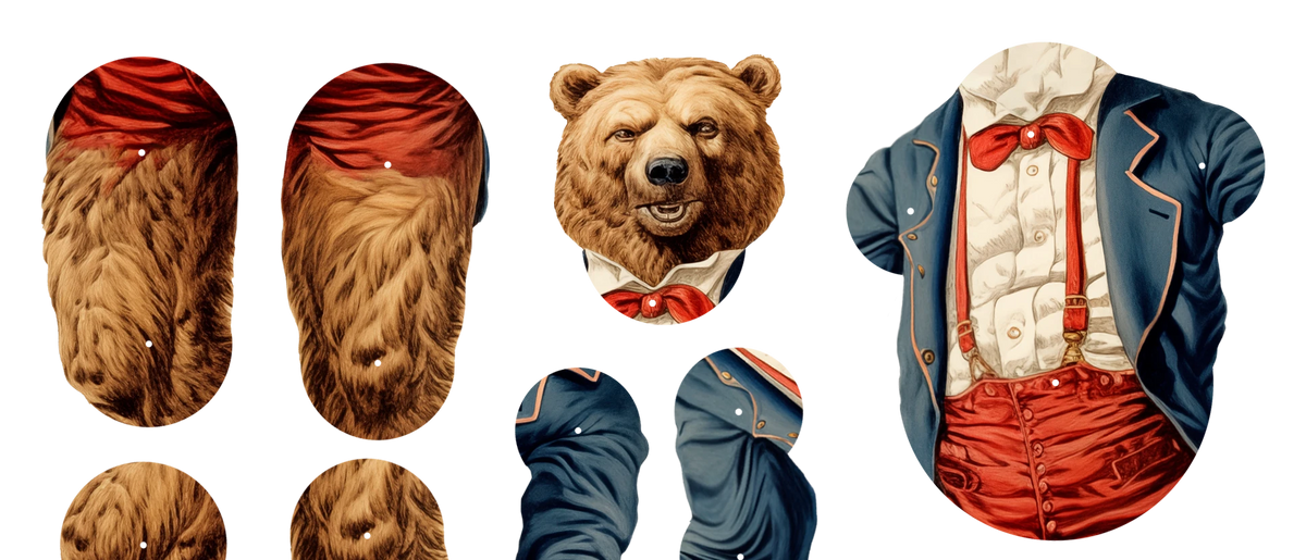 BEAROCRACY Patriotic Bear Bambola di Carta Articolata