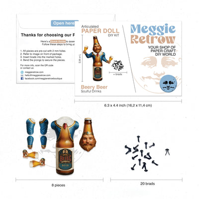 Beery Beer Movable Paper Doll DIY Kit