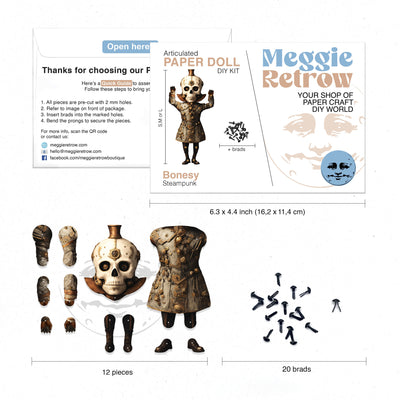 BONESY Steampunk Skeleton Paper Doll