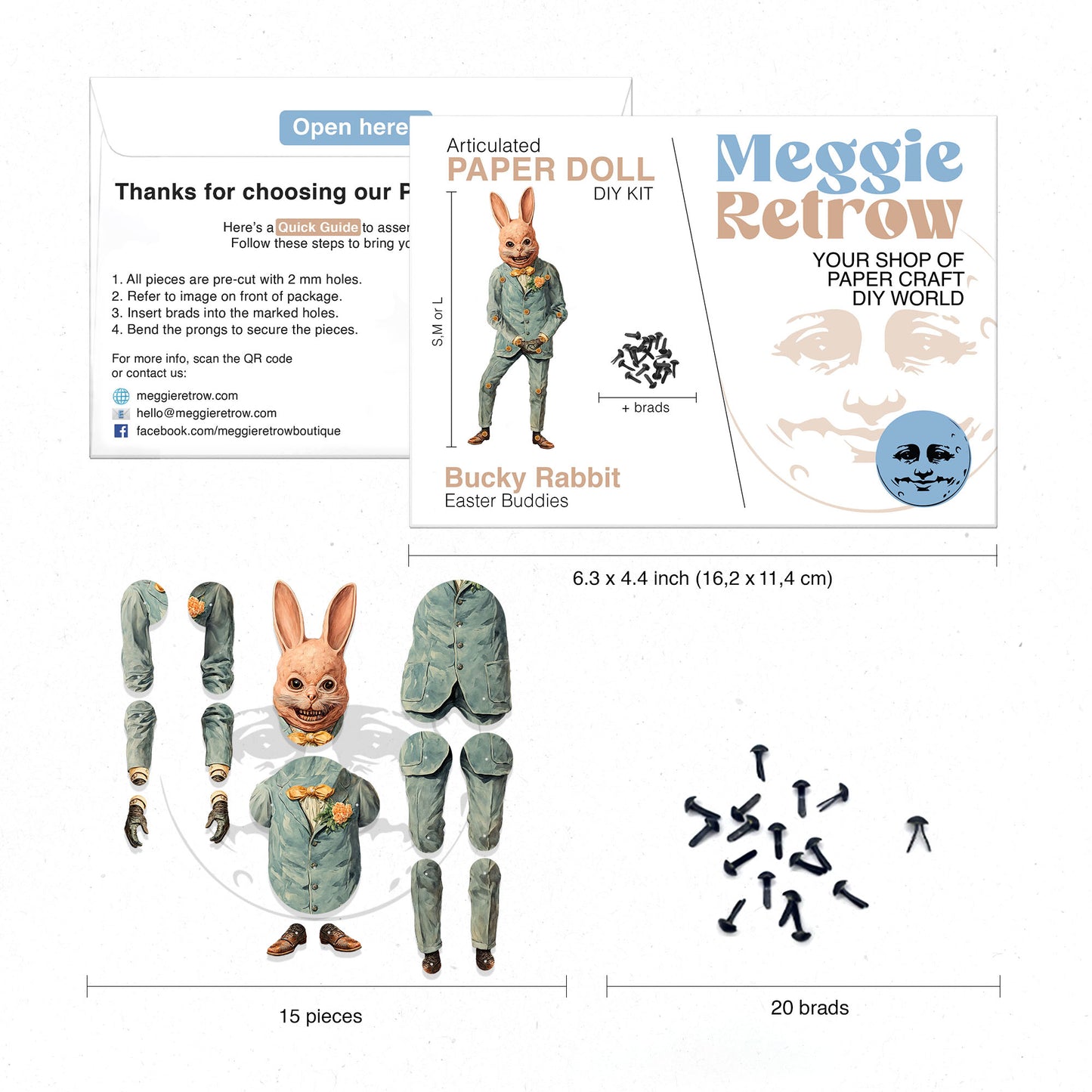 Bucky Rabbit Movable Paper Doll