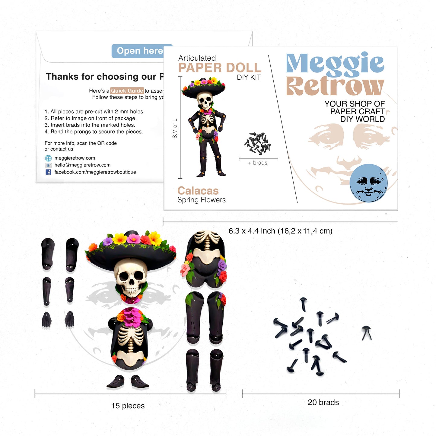 CALACAS Movable Skeleton Paper Doll