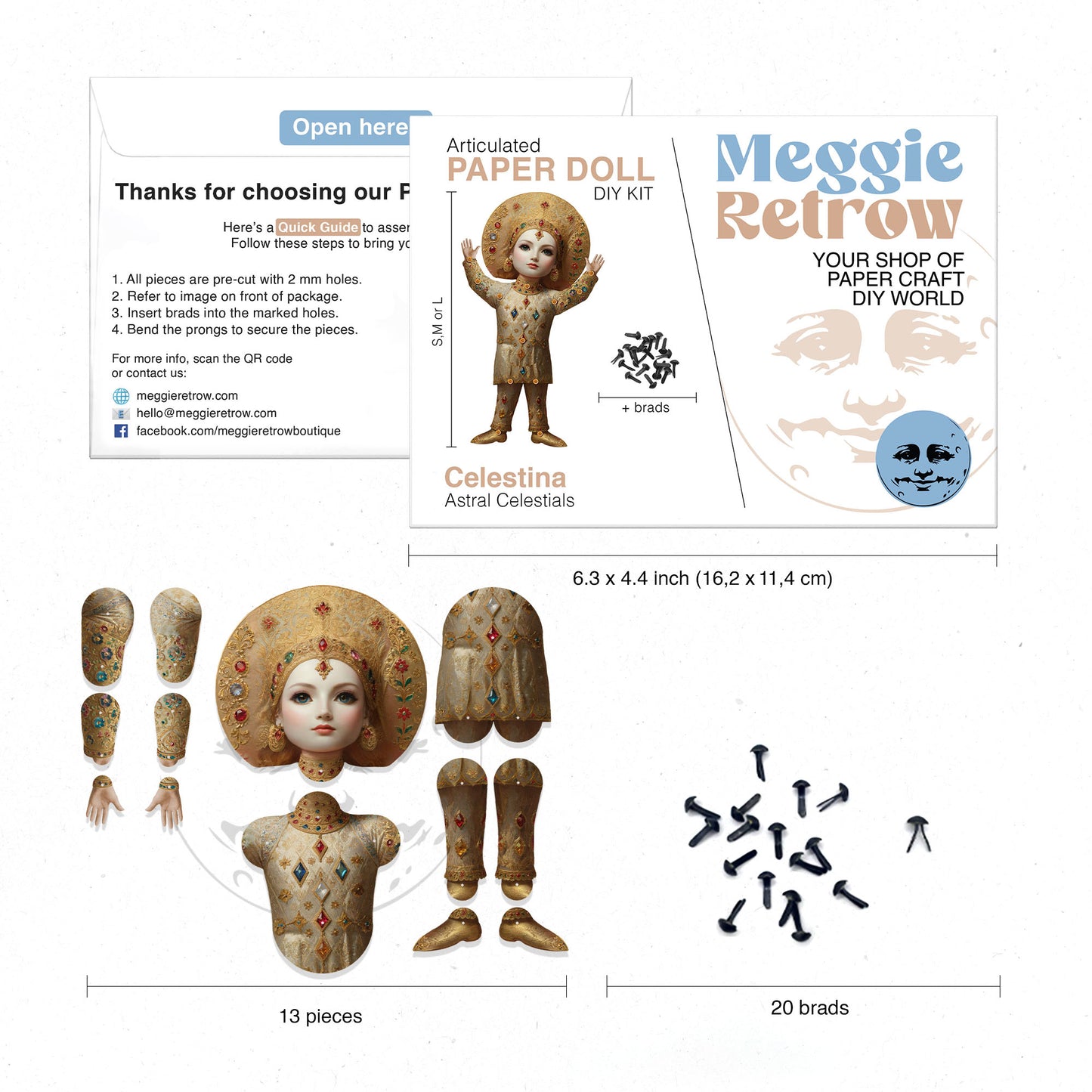 Ornate CELESTINA Movable Paper Doll Kit