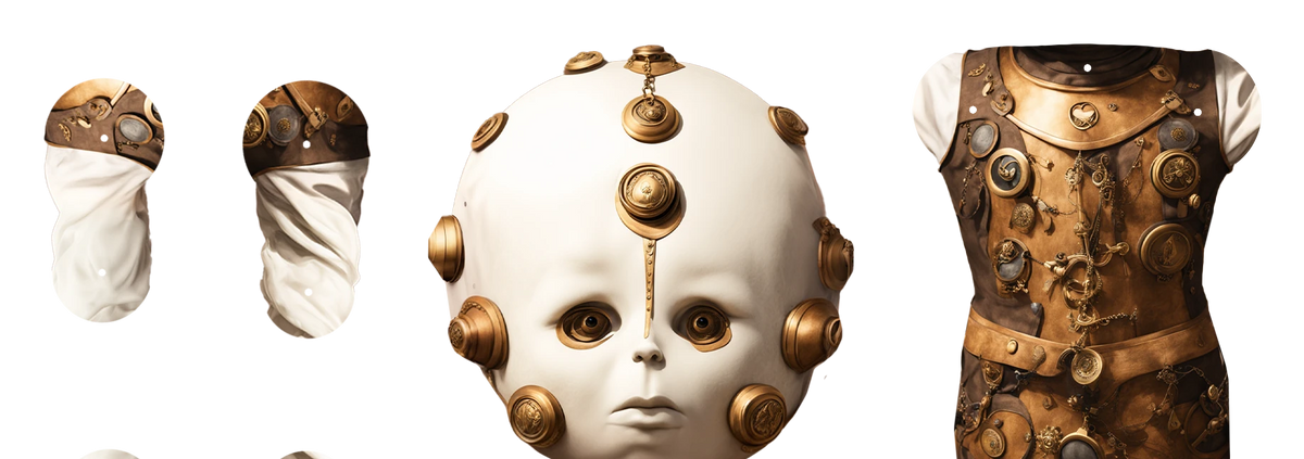 Steampunk Golden Egg Ruchoma Lalka z Papieru