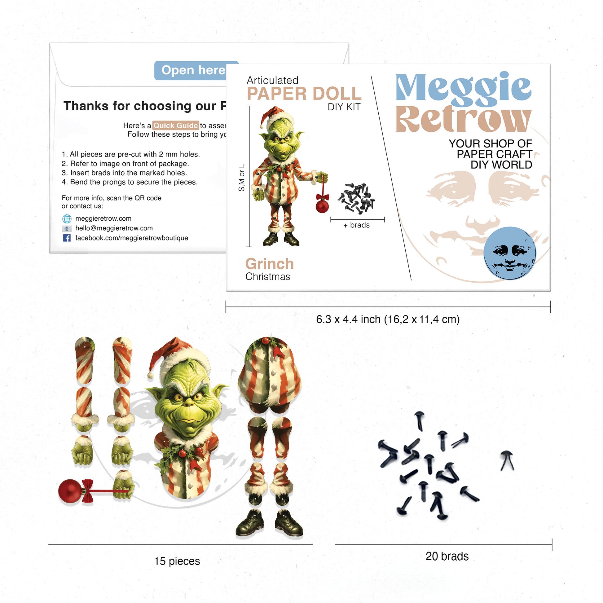 Grinch - Articulated Paper Doll – Meggie Retrow Boutique