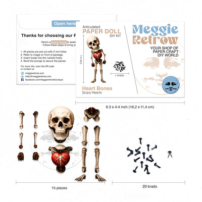 Heart Bones Skeleton Movable Paper Doll