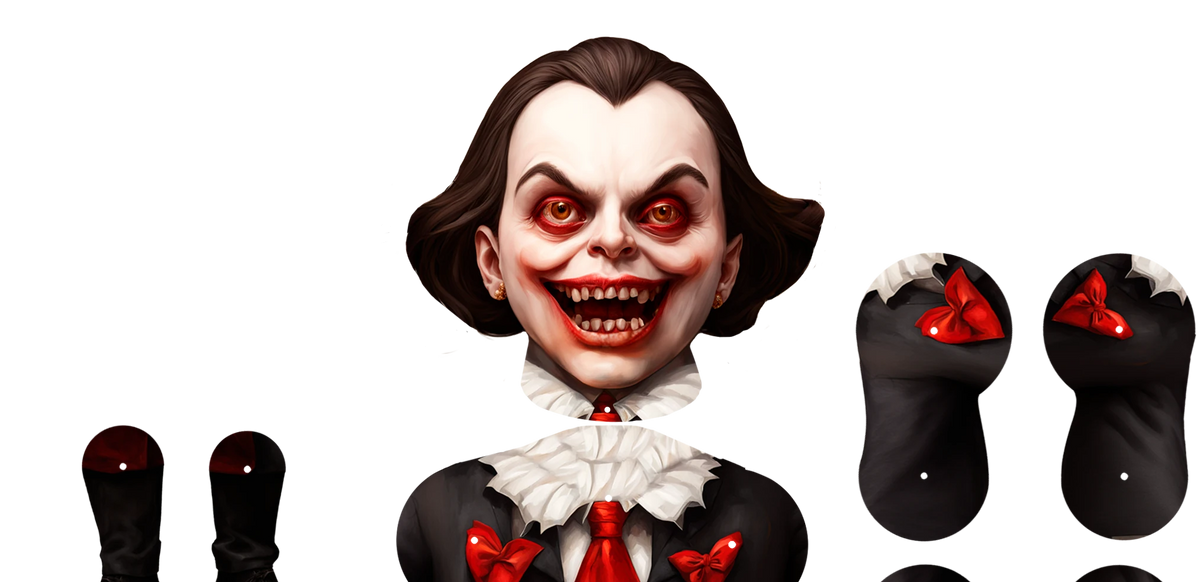Lovable Scary Heart Dracula Movable Paper Doll