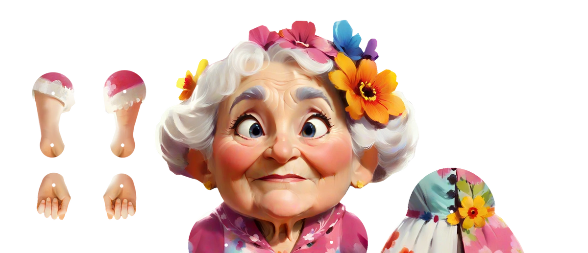 Linda the Floral Grandma Beweegbare Papieren Pop
