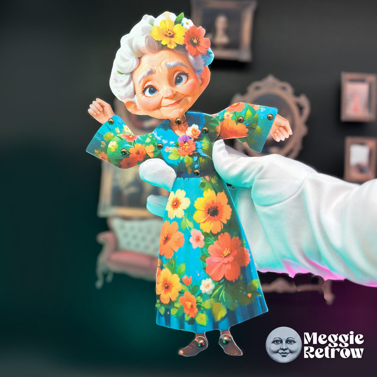 Floral Grandma Mary Movable Paper Doll