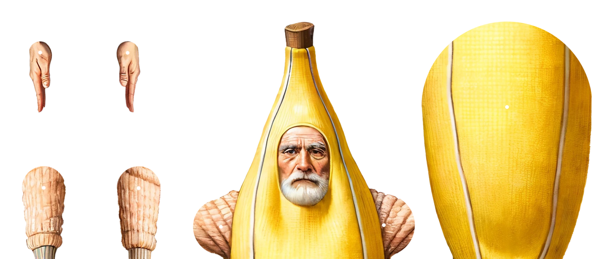 Banana Costume Muñeca de Papel Articulada