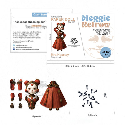 Mrs. Heartsy Steampunk Movable Paper Doll