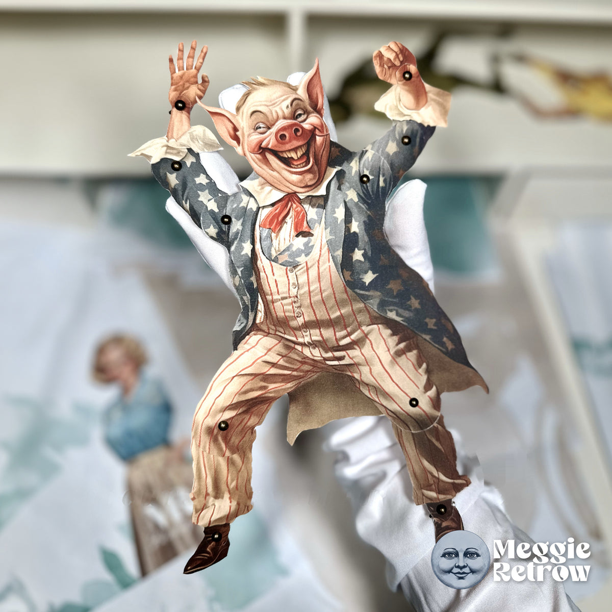OINKSTER Patriotic Pig Movable Paper Doll