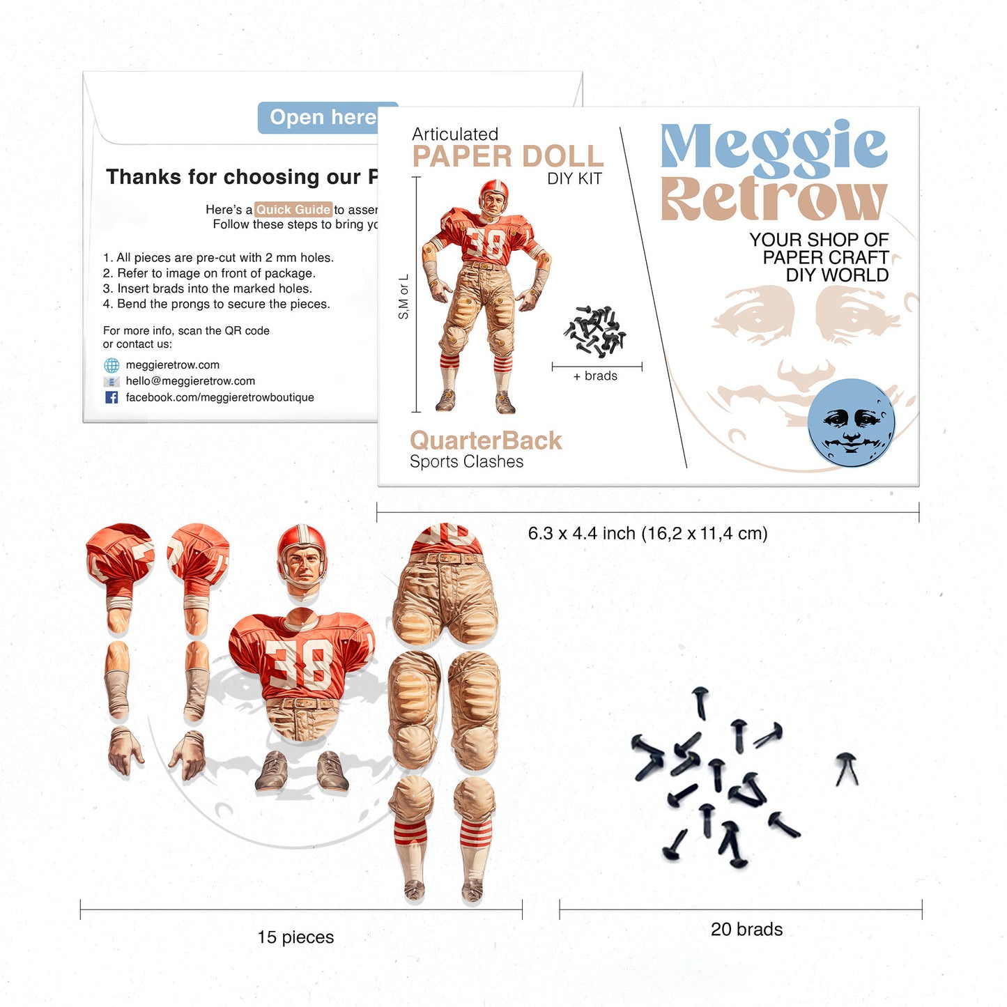 Quarterback Movable Paper Doll