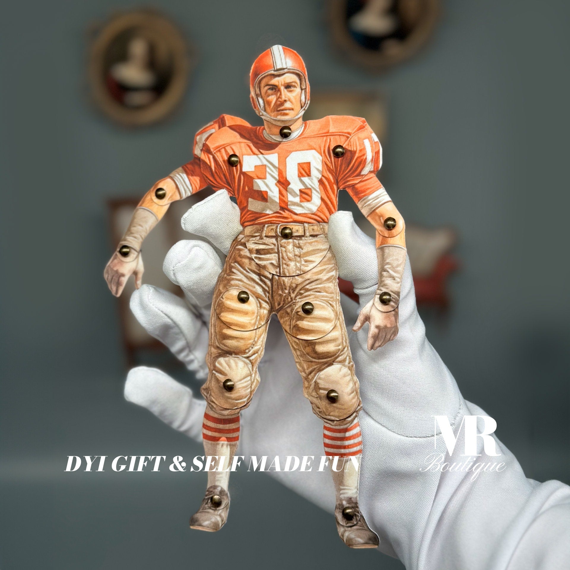 Quarterback Movable Paper Doll, DIY Printable American Football Kit, Articulated Paper Doll, Vintage Figure