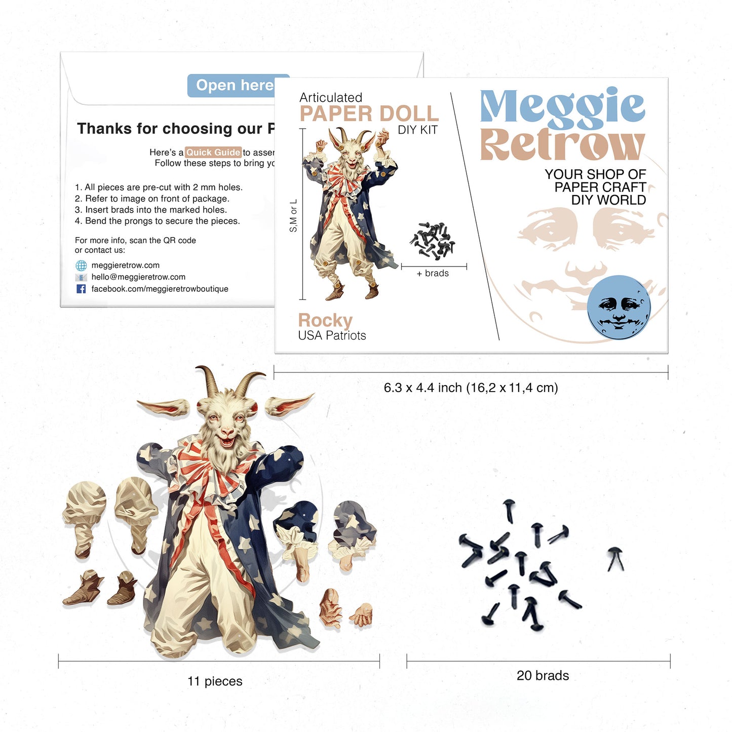 ROCKY Festive Goat Movable Paper Doll