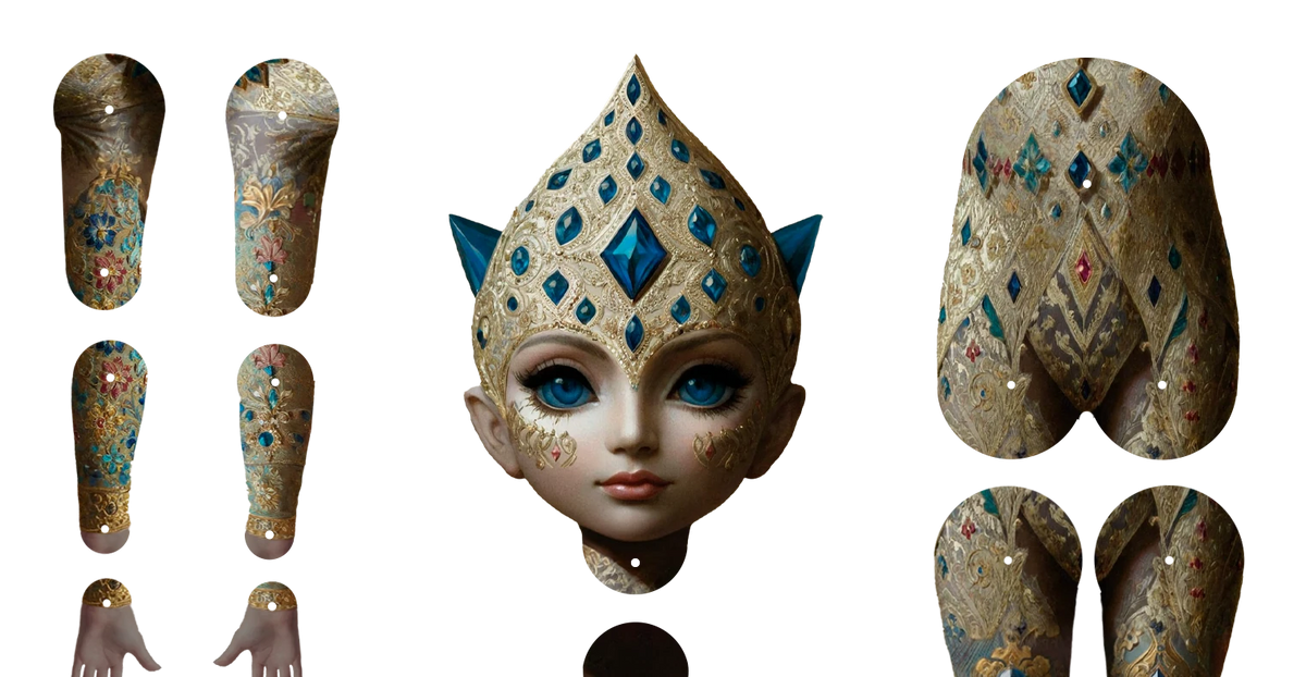 SAPHIRA - Bewegliche Papierpuppe