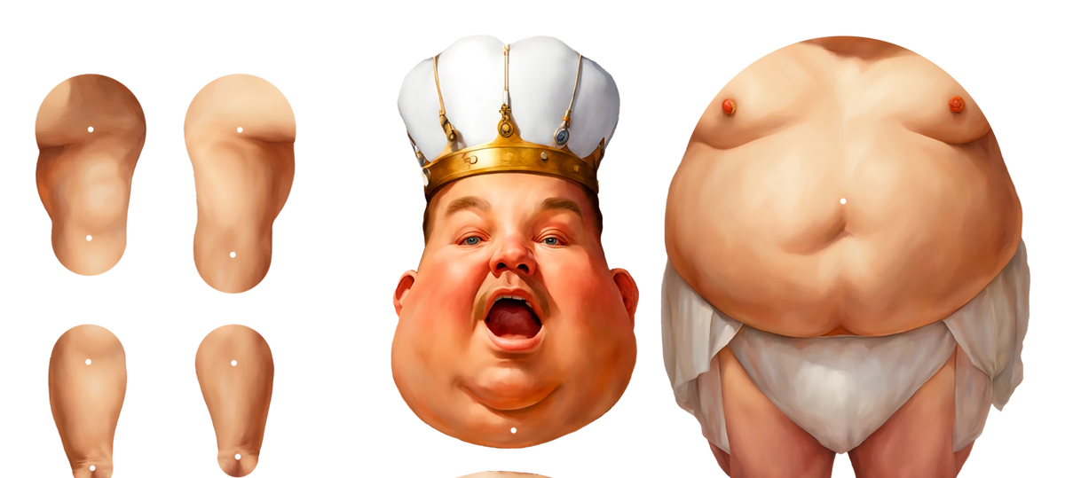 Vilest King Humor Naked Beweegbare Papieren Pop